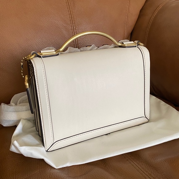 NEW Coach Riley Top Handle 22 with Floral Applique in Chalk/Brass - Picture 3 of 12